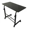 Black Pipe Rack Computer Desk, Side Table Mobile Standing, Adjustable Height & Movable, 60cm Particleboard with Triamine, Modern 2