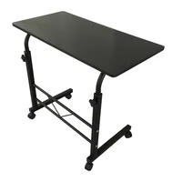 Black Pipe Rack Computer Desk, Side Table Mobile Standing, Adjustable Height & Movable, 60cm Particleboard with Triamine, Modern 2