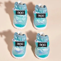 Enhanced Product Title:  
Durable Water - Resistant Dog Boots for Winter and Rainy Weather (Blue)