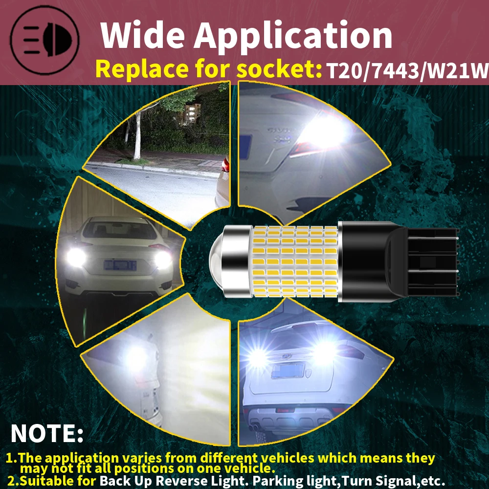 580 LED 극ũ   Ʈ ĵ  ̿ , ٷ  ƿ XV Ž , T20 W21/5W 7443 W21W, 12V, 2 