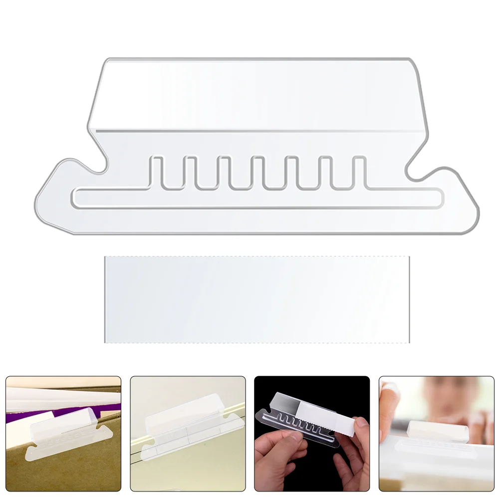 Pvc File Folder Tabs Transparent Labels Hanging Folders Inserts Identification Markers 100pcs For File Folder Transparent Folder