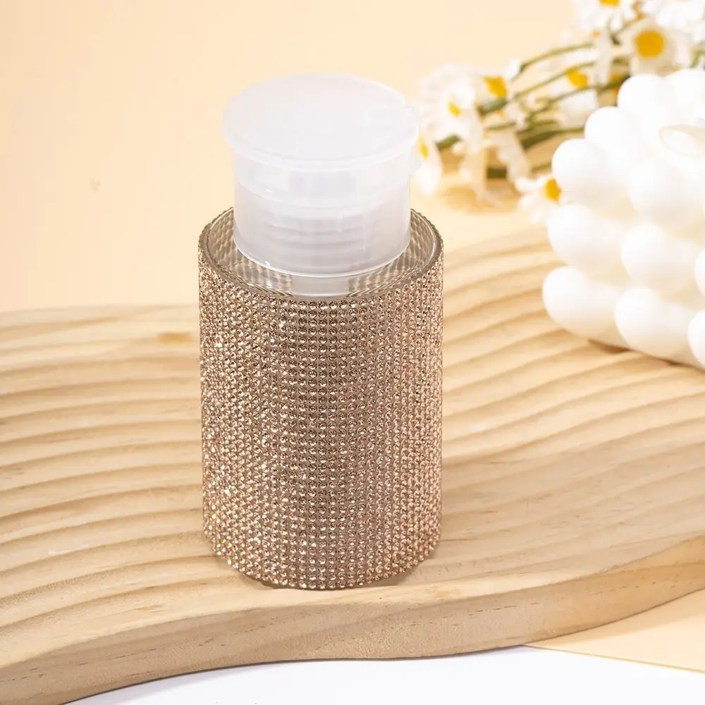 Sparkling Rhinestone Nail Refillable Bottles Creative Luxury Press Type Storage Bottle Empty Rhinestone