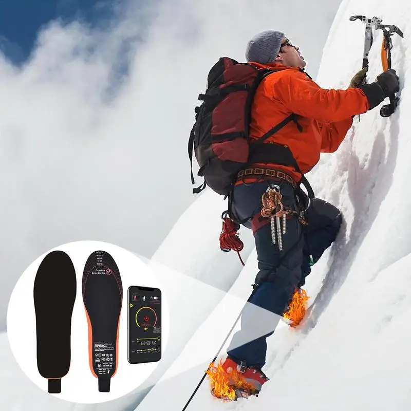 Electric Heated Insoles APP Control Warm Insoles With 3 Temp Settings 3000mAh Heating Pad Heating Cuttable USB Insole For Hiking