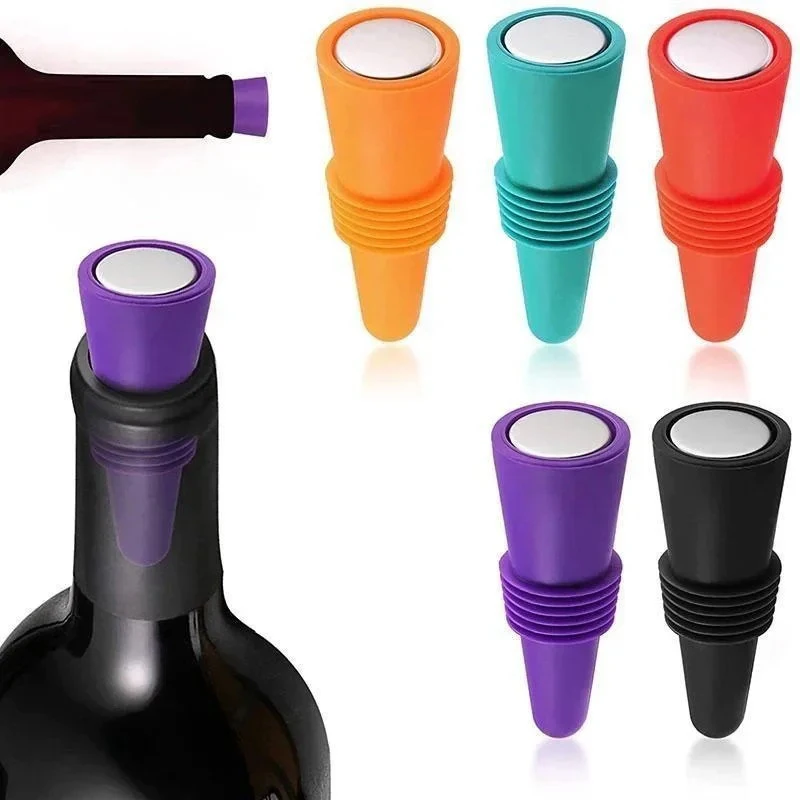 Whiskey Bottle Sealer Leak Proof Whiskey Bottles Sealer Stoppers Silicone Wine Cork Plugs Lid Bar Accessories Reusable Bottle Cap Champagne Saver Tool