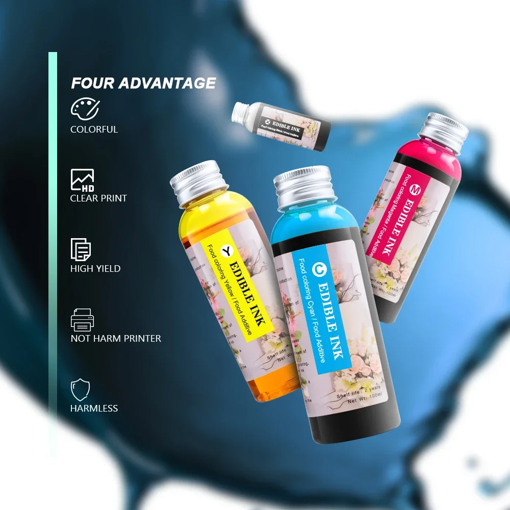 100ML Universal Edible Ink For Canon For HP Epson Food Ink Coffee Printer PGI-525 CLI-526 PGI-250 CLI-251 PGI-580 CLI581 inkjet printer ink