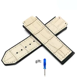 Premium Genuine Leather Watch Strap with Silicone Backing - 25mm x 19mm, Includes Tool Kit - 25 - 19mm (Grey no buckle)