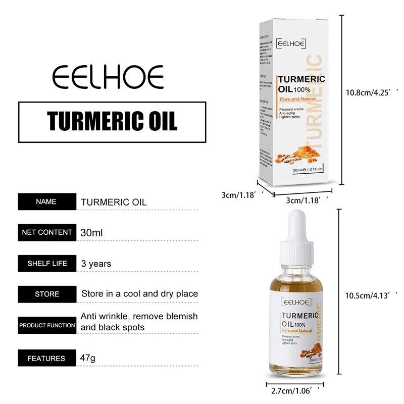Turmeric Face Serum Shrink Pore Essence Repair Melanin Brighten Moisturizing Nourish Cur-cumin Oil Fade Dark Spot Skin Care 6