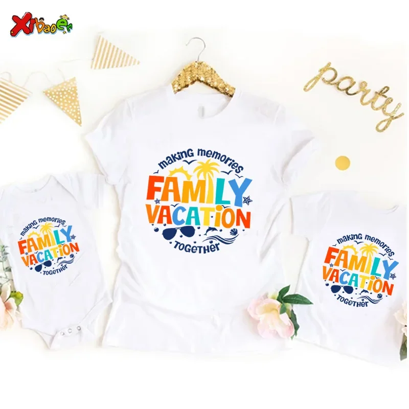 Family Vacation T Shirt 2024 Matching Family Outfits Trip Shirts Kids Party Clothes Family Look Mom and Daughter Matching 2
