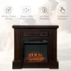32" Electric Fireplace with Mantel, Freestanding Heater with LED Log Flame, Overheat Protection and Remote Control, 1400W, Brown 6