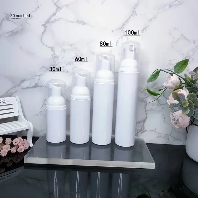 10/30/60PCS White foam pump bottle 30ml 60ml Empty Face Lashes Cleanser mascara cleansing Soap Dispenser bubble plastic