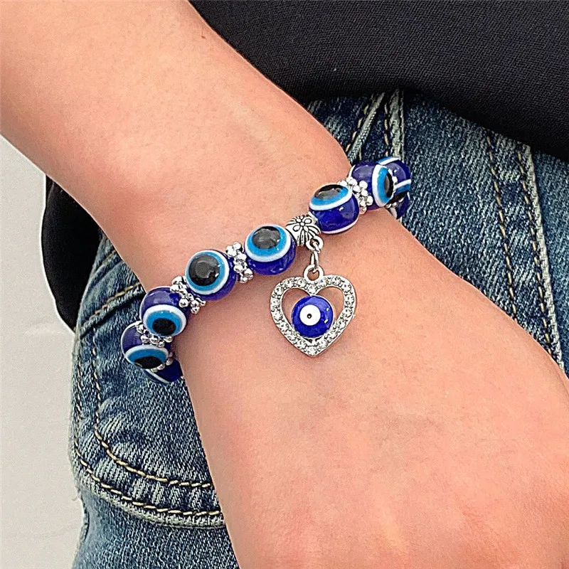 SAVITA 150 Pezzi Blu Perline Di Alocchio Bulbo Oculare Distanziatore Resina Fatte A Ano Chars - Foto 12