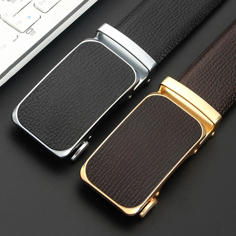 Men'S Real First Layer Pure Cowhide With Zinc Alloy Leather Surface Automatic Buckle Whole Cowhide Cutting Business Casual Style