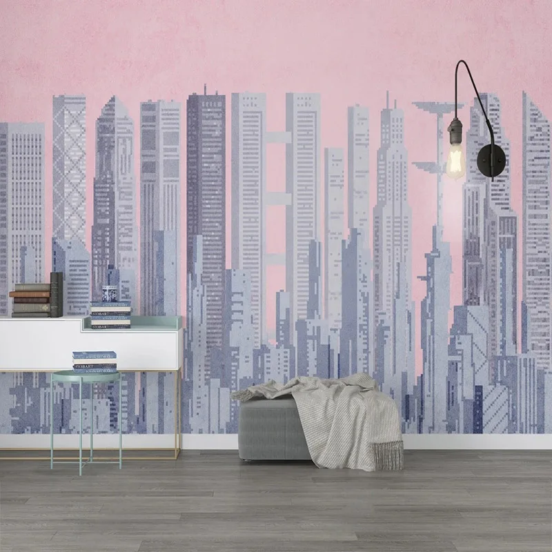 Custom Mural  Wallpaper Modern Minimalist Abstract City Buildings Old Retro Background Wall Painting Papel De Parede Tapety wallpaper city guide melbourne 2014