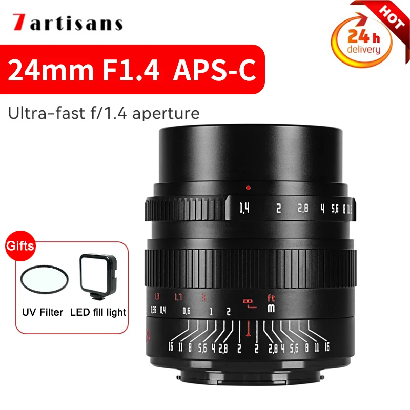 7 Artigiani 7 Artigiani 24Mm F1.4 Aps-C Prime Lens Per Fotocamere Sony E/ Canon Eos-M/ Nikon Z/Canon Rf Fujifilm Xf Mount