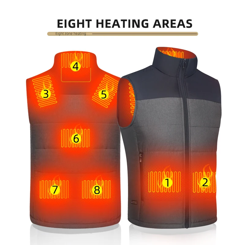 Winter vest Mens Jacket USB Heating Thermal Heated Jacket Electrical Vests Men Clothing Warm Women vest Trekking Hunting Coat 3