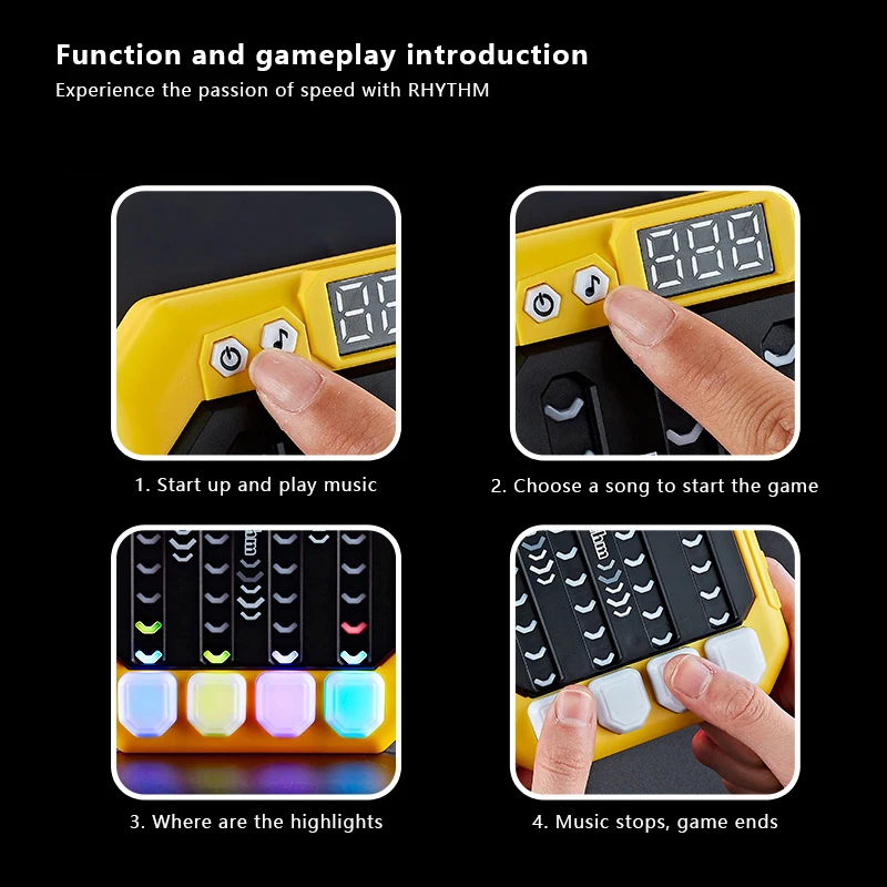 1 Piece Montessori Travel Toy Electronic Music Rhythm Puzzle Game Machine Light Up Educationa Sensory Fast Push Table Game
