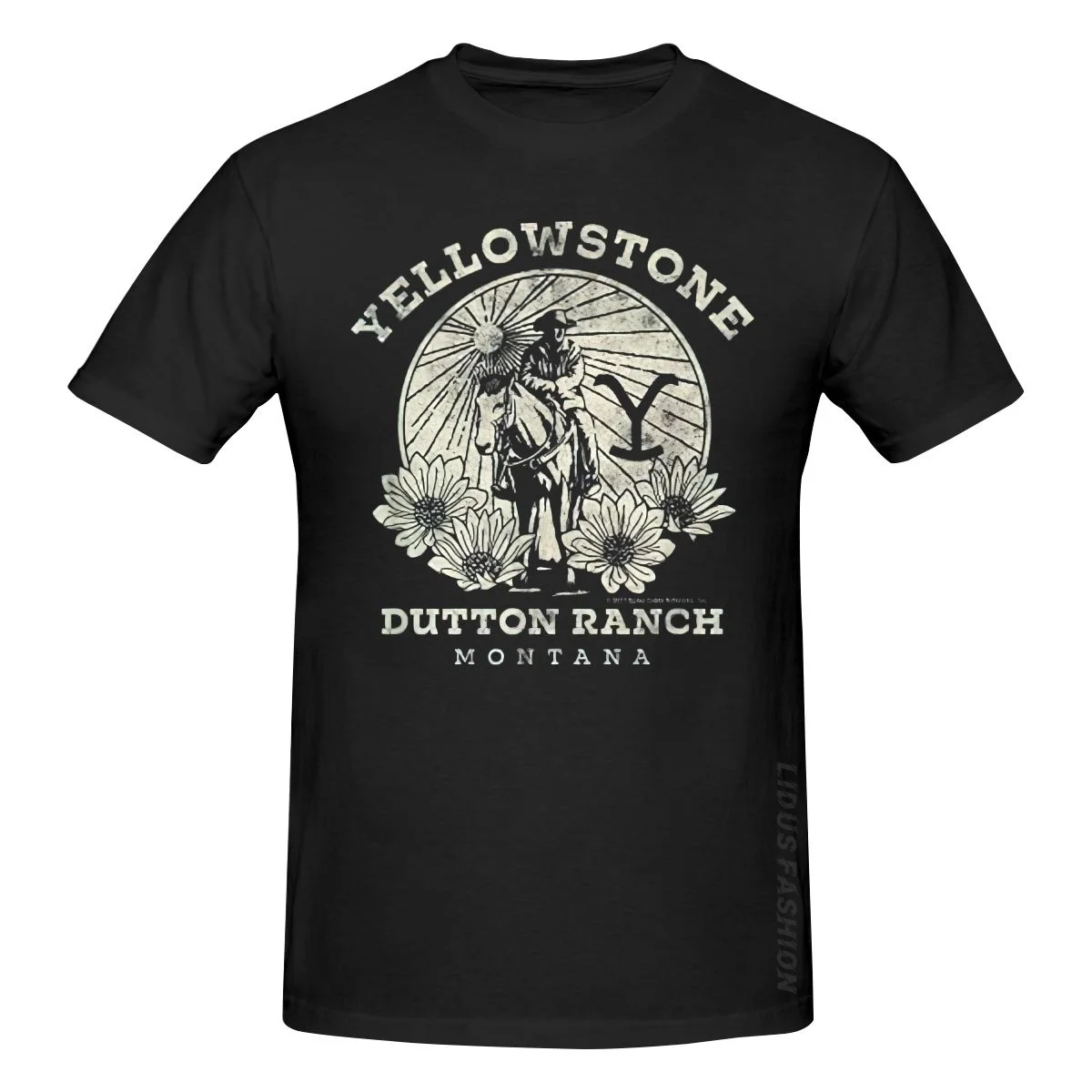T-shirt Homme Yellowstone – Dutton Ranch, Noir, Taille M, 100% Coton, NEUF