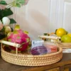 Handmade Rattan Tray Double Ear Tea Fruit Serving Tray, Bread Snack Storage Woven Basket, Insulated Art Decoration Home Decor 4