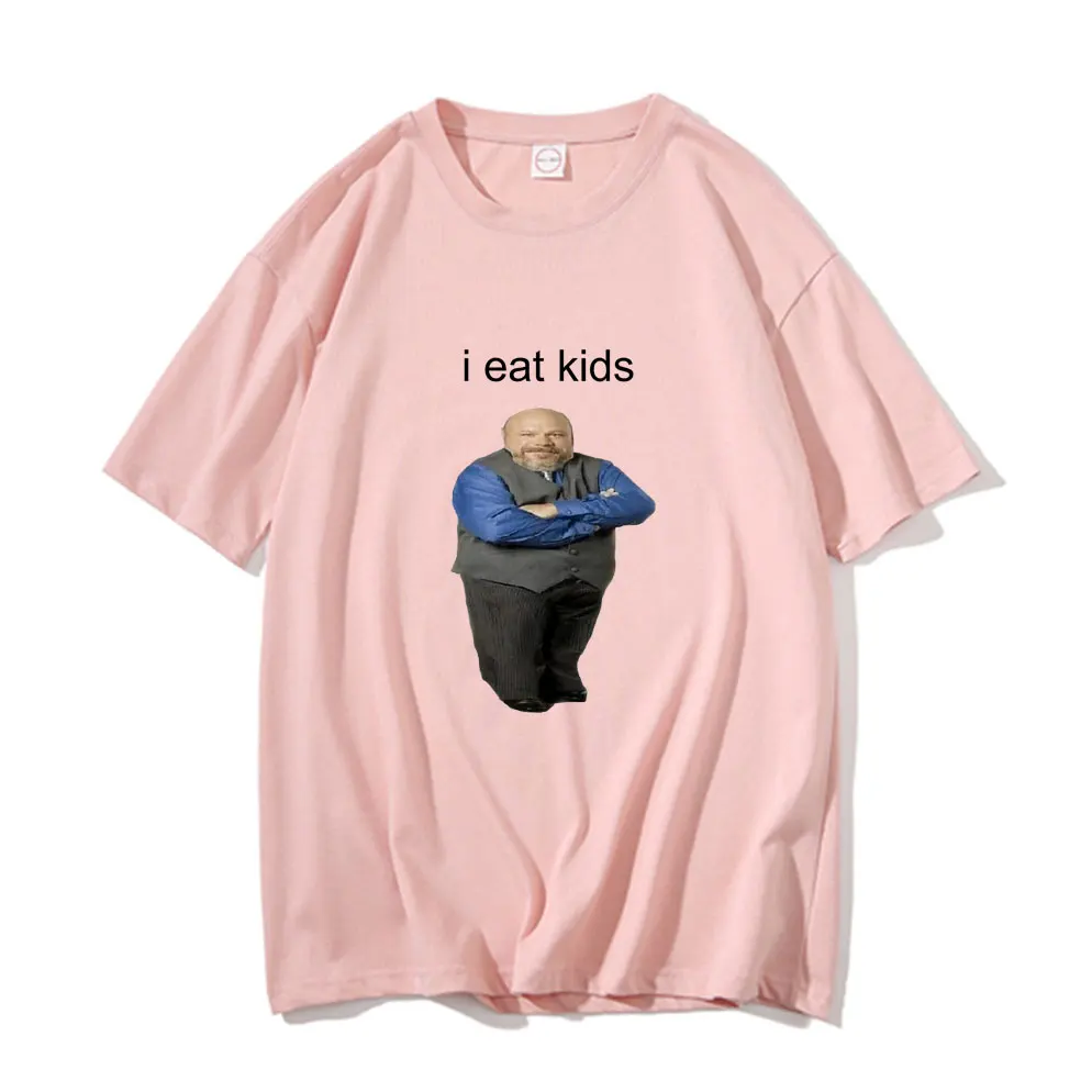 Фото Забавная брендовая мужская и женская футболка bertramm Eat Kids, мужские топы из чистого хлопка, новая черная Повседневная Свободная футболка с коротким рукавом №3