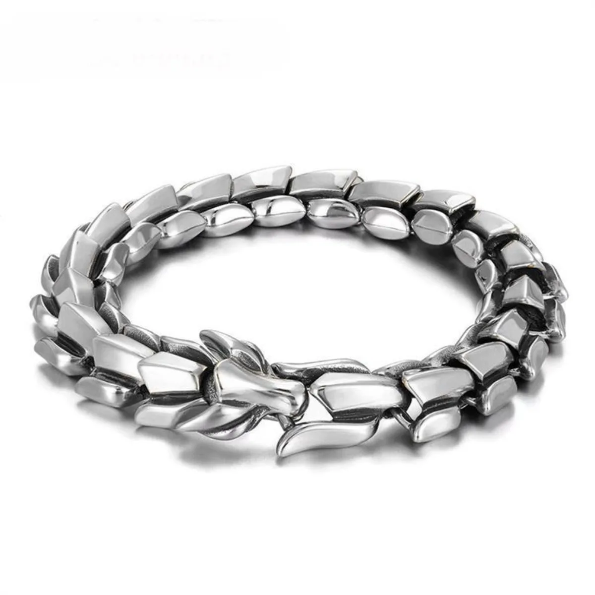 Retro-Drachenkopf-Armband für Herren, Hip-Hop-Stil, Punk-Drachenknochen-Armband, 12 mm Breite – Detail 9