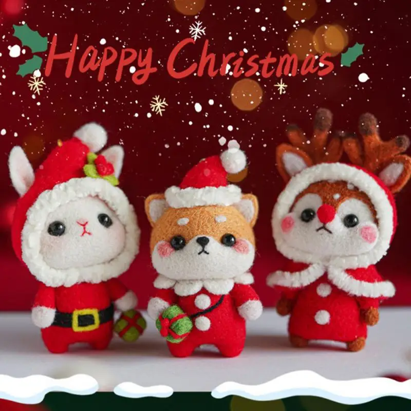Unfinished Hanging Ornaments Unique High-quality Materials Festive Creative Trend Christmas Handmade Woolen Animals Gift Diy