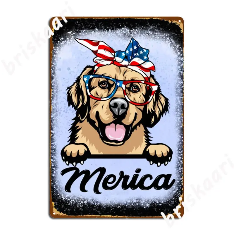Retriever Flag Vintage Golden Wear Glass American Metal Sign Wall Decor Club Bar Cinema Soggiorno Personalizzato