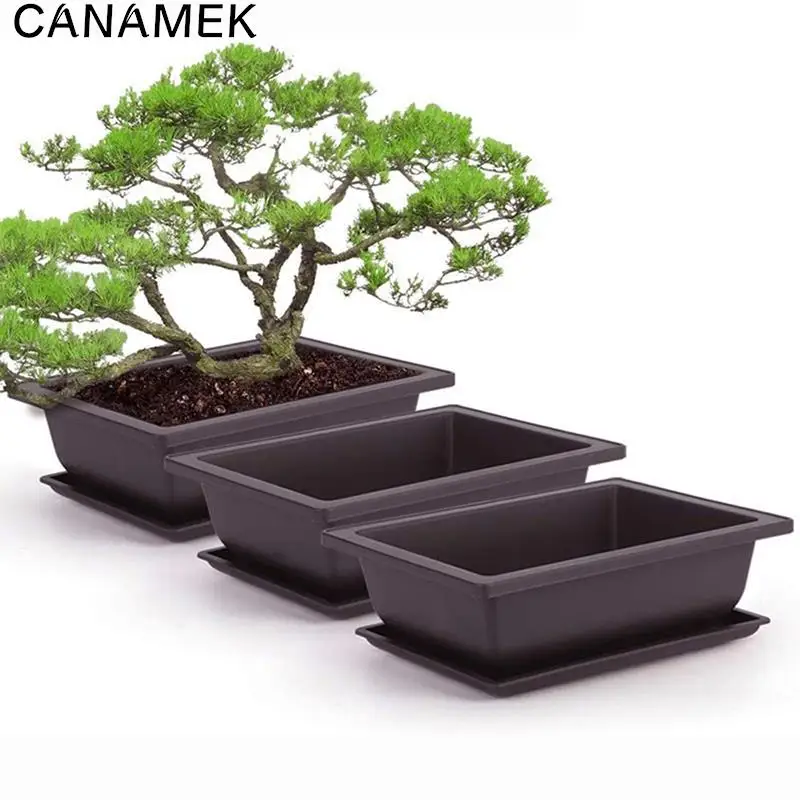 1PC Plastic Flower Pot Balcony Square Flower Pot Bonsai Bowl Nursery Imitation Rectangle Nursery Basin flower pot plant pot