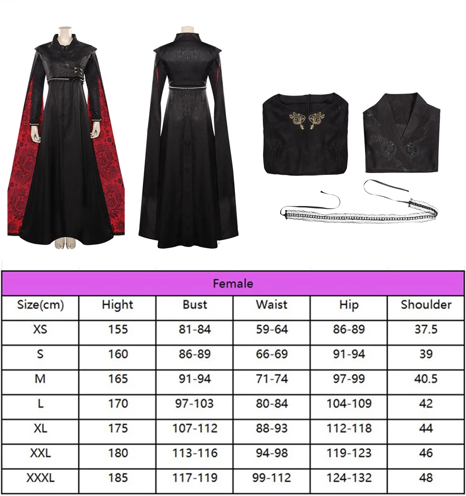 thumbnail image 1 of Disfraz de Targaryen Daemon para mujer, disfraz de fantasía de Rhaenyra, abrigo para adulto, traje para fiesta de carnaval y Halloween, 1 of 5