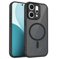 Magnetic Plating Shockproof Airbag Soft Matte Transparent Phone Case for OPPO Reno14 F 5G (Black)