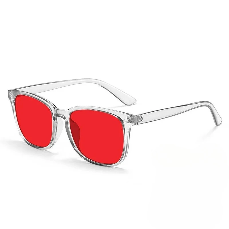Classic Red Lens UV400 Blue Light Blocking Square Glasses