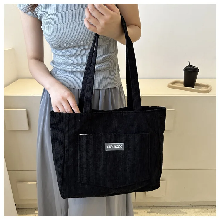 Petit Sac à Bandoulière Femme En Velours Côtelé - 3 Sangles Amovibles, Compartiment Zippé, Dimensions 27x16x9 Cm - 11