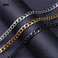 Hmeey – collier chaîne en acier inoxydable, Long Hip Hop pour femmes et hommes sur le cou, bijoux à la mode, accessoires cadeaux, ras du cou couleur argent 4