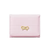 Fashion Wallets Girls Cute Bow Small Wallet Aesthetic Card Holder Classic Three Fold Purse For Women Student Simple Coin Pouch - Image 6