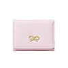 Fashion Wallets Girls Cute Bow Small Wallet Aesthetic Card Holder Classic Three Fold Purse For Women Student Simple Coin Pouch 6