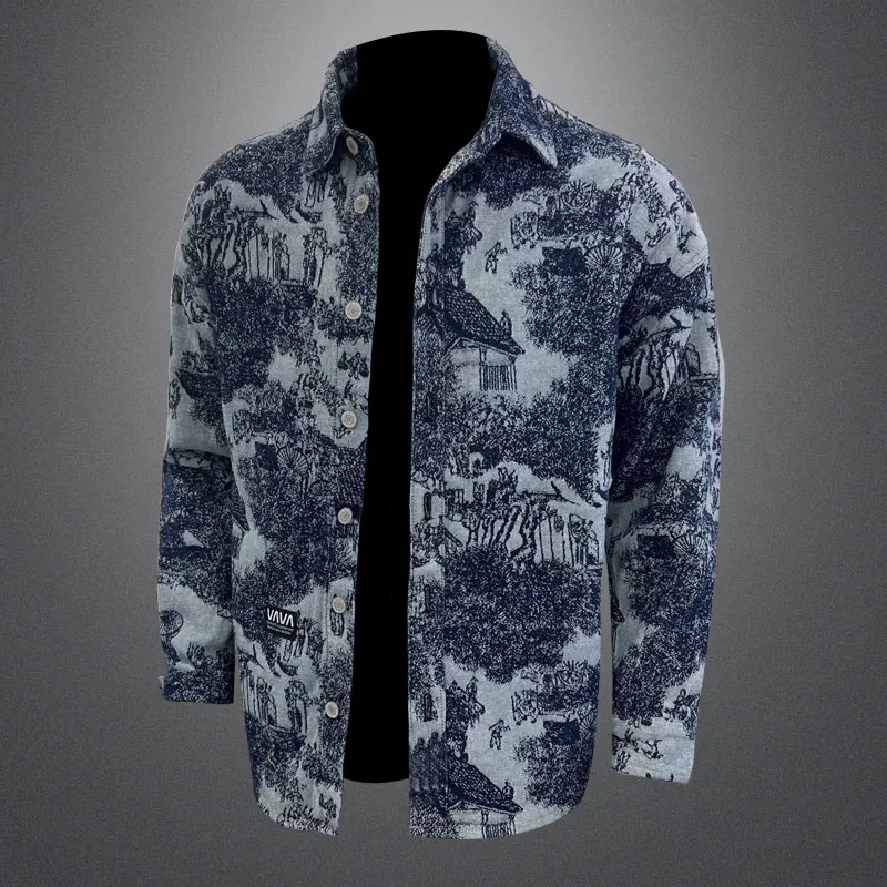 

2023 New Arrival Floral Shirt Men Loose Cusual Denim Shirts