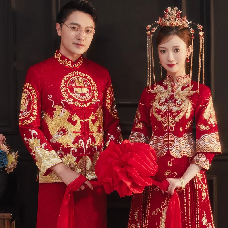 

Chinese Traditional Wedding Dress Embroidery Phoenix Banquet High-quaity Classic Cheongsam China Qipao костюм для восточных