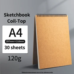 Borrence Professional Thick Paper Spiral Sketchbook - 160 GSM Brown Watercolor Art Notebook (A4 120g 30sheets)