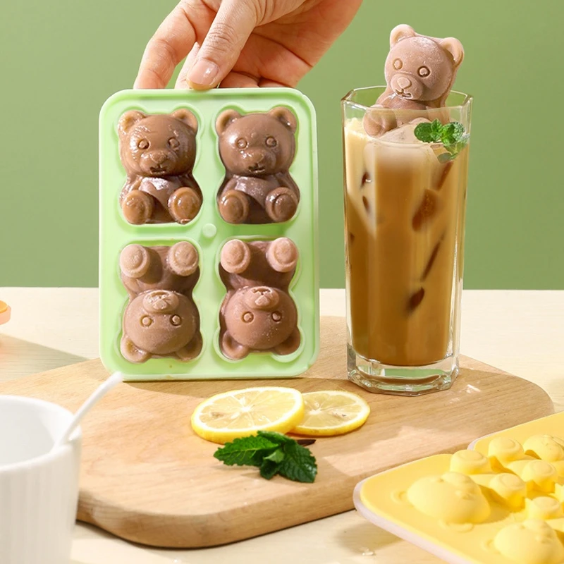 Cute Bear Ice Cube Mold Flexible Silicone Tray For Easy - Temu