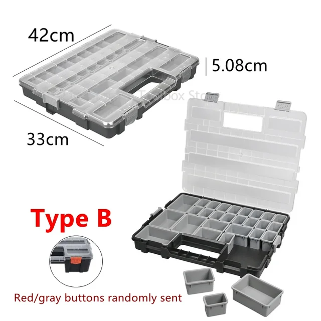  Mayouko Caja organizadora de herramientas desmontable de 16  compartimentos, caja organizadora de hardware con secciones extraíbles,  estuche de almacenamiento de transporte para patines, tornillos, pernos,  tuercas, juguetes : Herramientas y