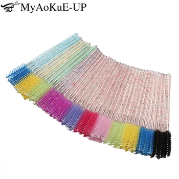 100/200pcs Crystal Eyelash Makeup Brush Eyelashes Extension Microbrush Mascara Applicator Spoolie Brushes Lash Tech Supplies 1