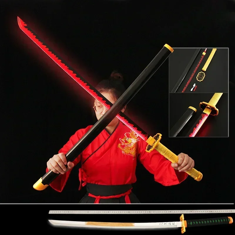 104cm Demon Slayer Anime Katana Nichirin Blade Wooden Samurai Sword Charge Luminescence Weapon Model for Cosplay Gifts Toys Boys 3