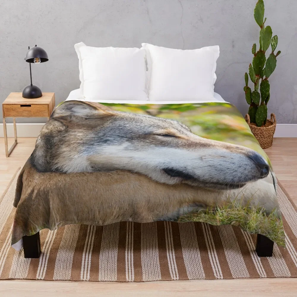 Beautiful coyote wallpaper Throw Blanket Summer Bed Blankets