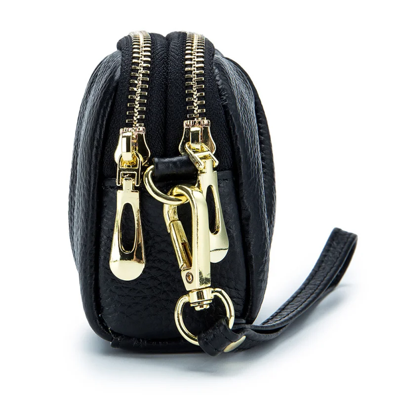 Luxury Top Grain Leather Clutch Purse for Women Double Layer Large Capacity Phone Wallet Fashionable Ladies Handbag Gift