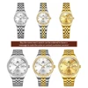 OLEVS 3629 Fashion Quartz Watch Gift Round-dial Stainless Steel Watchband Wristwatch Calendar Luminous 4