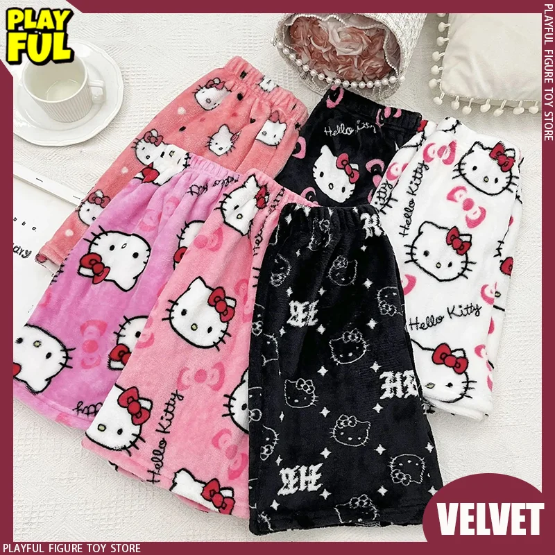 

Sanrio флисовые коралловые милые Пижамные шорты Hello Kitty Мягкие Шорты женские повседневные домашние шорты игрушки кавайный аниме мультфильм подарок на день рождения