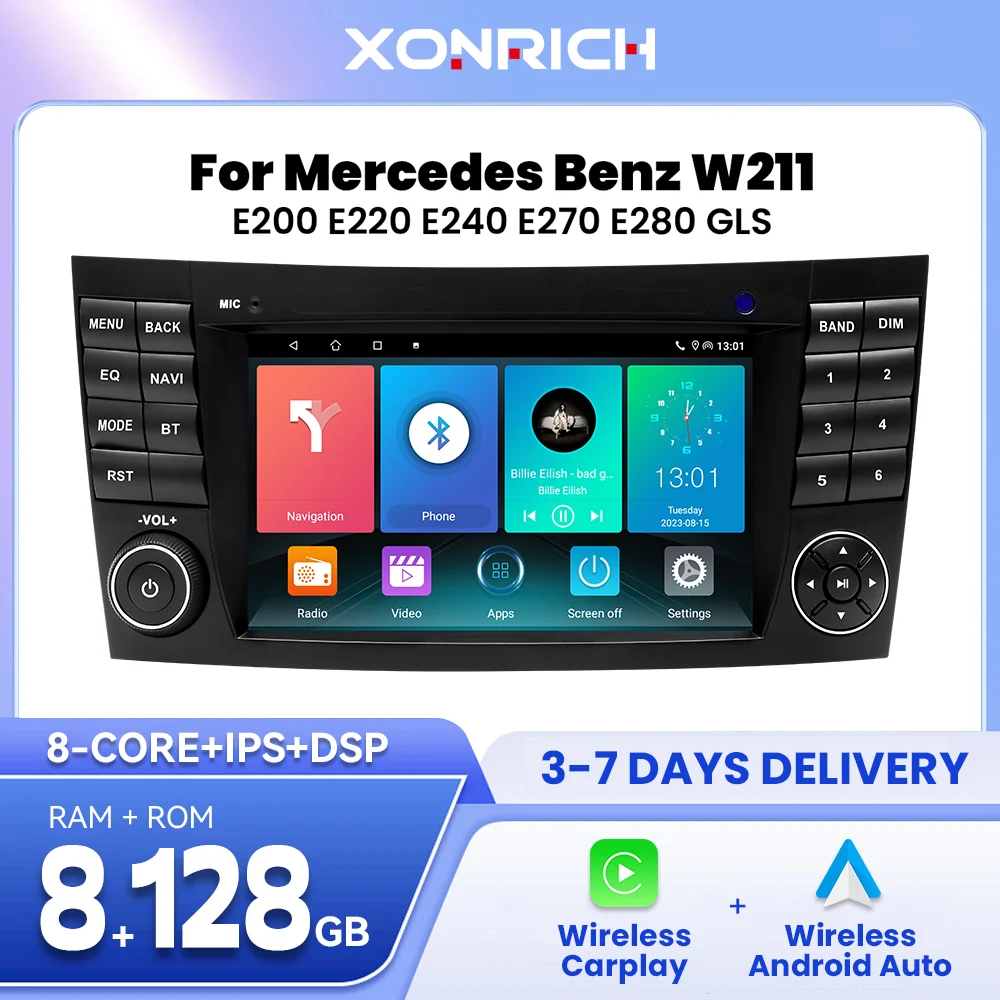 Lettore Autoradio Wireless Carplay Per Mercedes Benz Classe E W211 E200 E220 E300 E350 E240 E270 E280 Classe Cls W219 Android Dsp