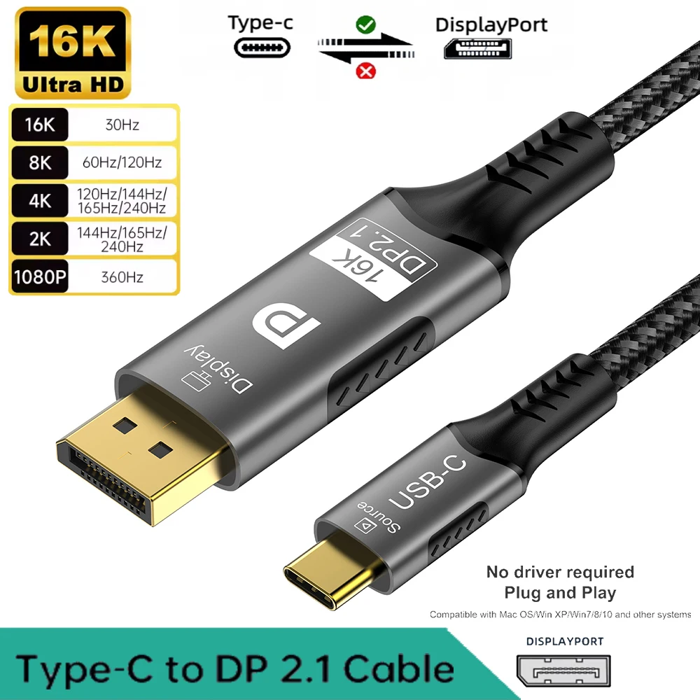 UGREEN Cavo USB C a DisplayPort 2.1 16K 30Hz 8K 60Hz 4K 240Hz HDR VRR