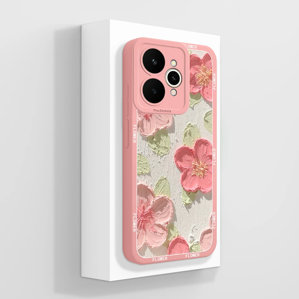 Pretty Flowers Pattern Soft Liquid Silicone Shockproof Phone Case - Full Coverage Bumper