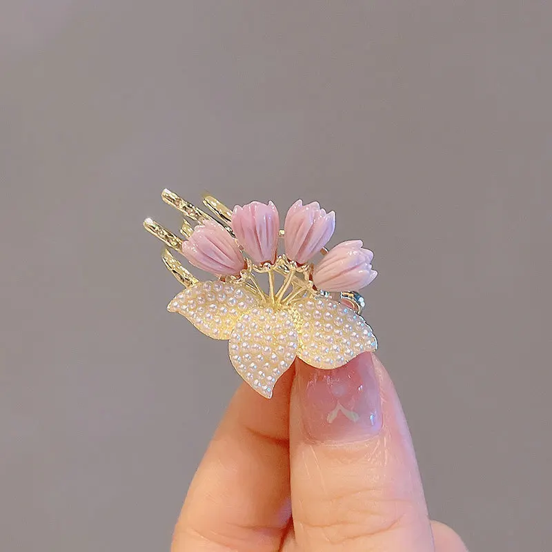 2024 New Fashion Korean Style Alloy Side Barrettes Hair Clips Summer Sweet Cute Bangs Clip Flowers Hair Accessories For Women