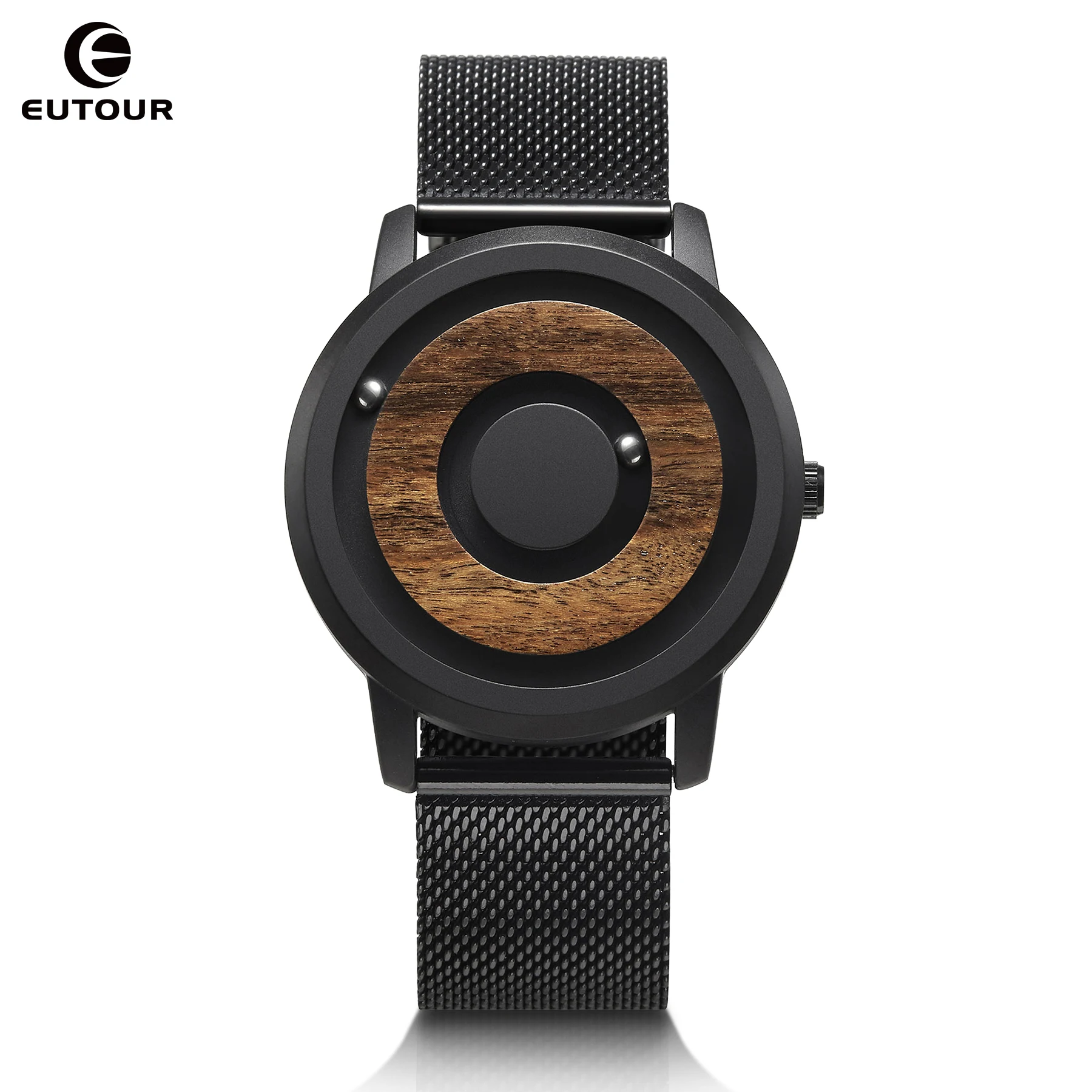 EUTOUR Minimalist Novelty Wood Dial Scaleless Magnetic  Belt Natural Forest Fashion Men's Couple Watch